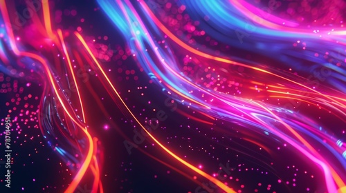 Vibrant abstract 4K looping background with colorful light trails and sparkling particles