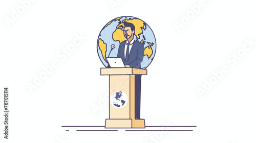 Politician or global business man giving a speech stan