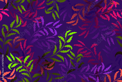 Willow branches tree leaves premium vector seamless pattern.