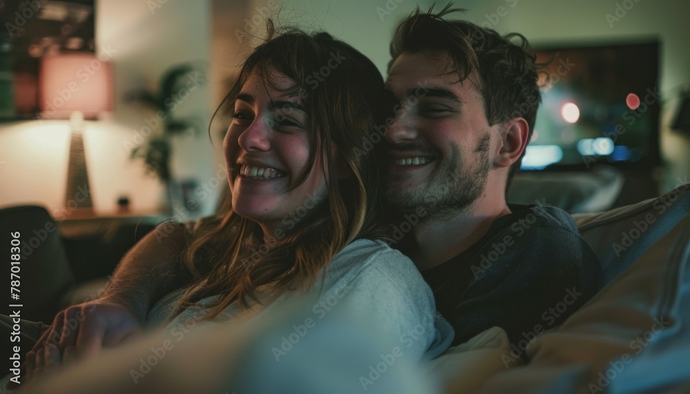 Cozy couple enjoying evening together at home Cozy couple enjoying evening together at home