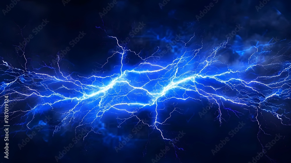 Blue lightning plasma and electrical background enhanced Blue lightning plasma and electrical background enhanced