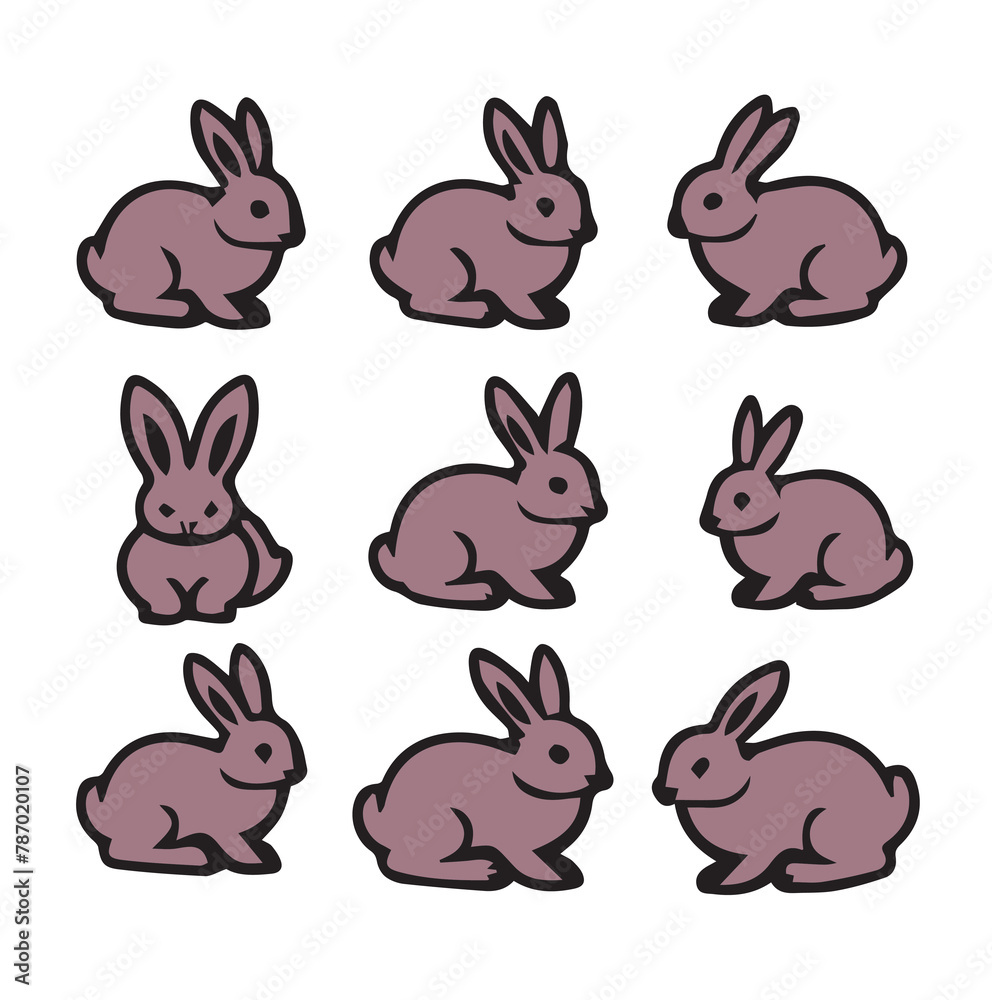 rabbit line color vector design illustration