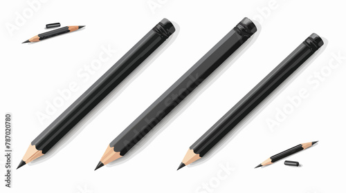 Set of black Pencils in Four conditions. Straight bend photo