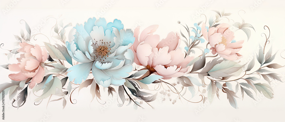 a painting of a bunch of flowers on a white background