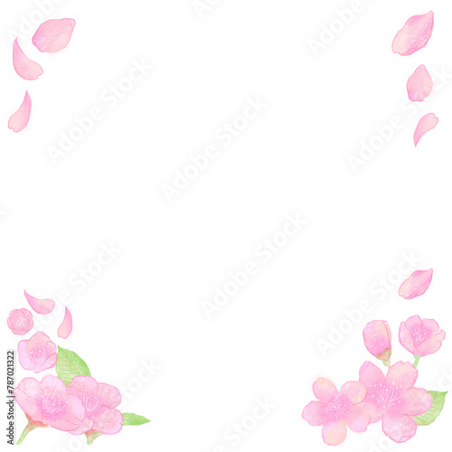 手書き風の桜の正方形のフレーム © mizuki