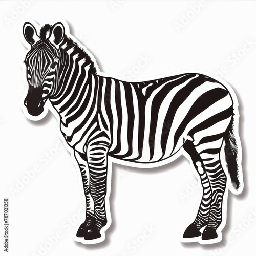 A black and white cartoon zebra facing left.