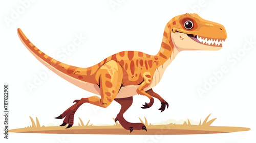 Hand drawn cartoon velociraptor. Cute dino Vector illustration