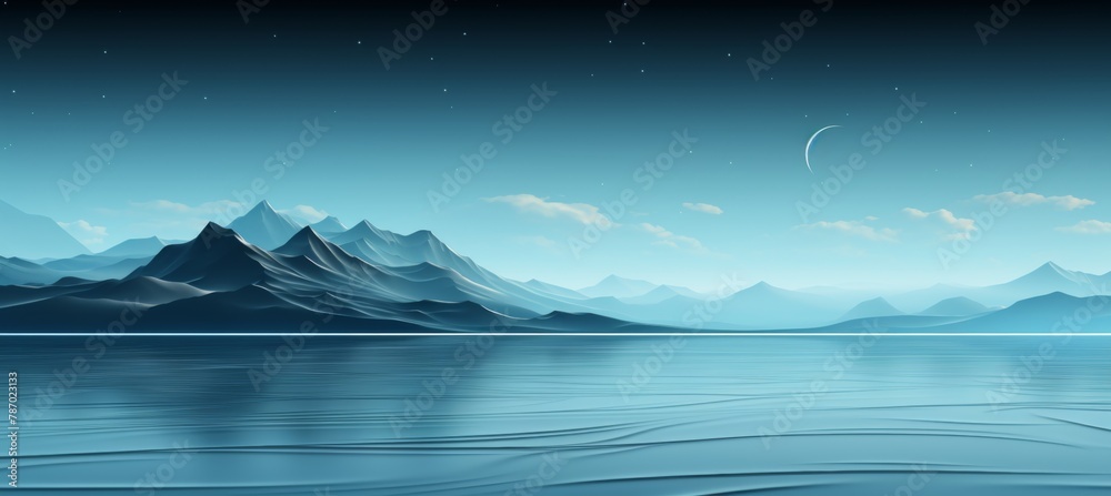 Fantasy landscape with mountains and lake