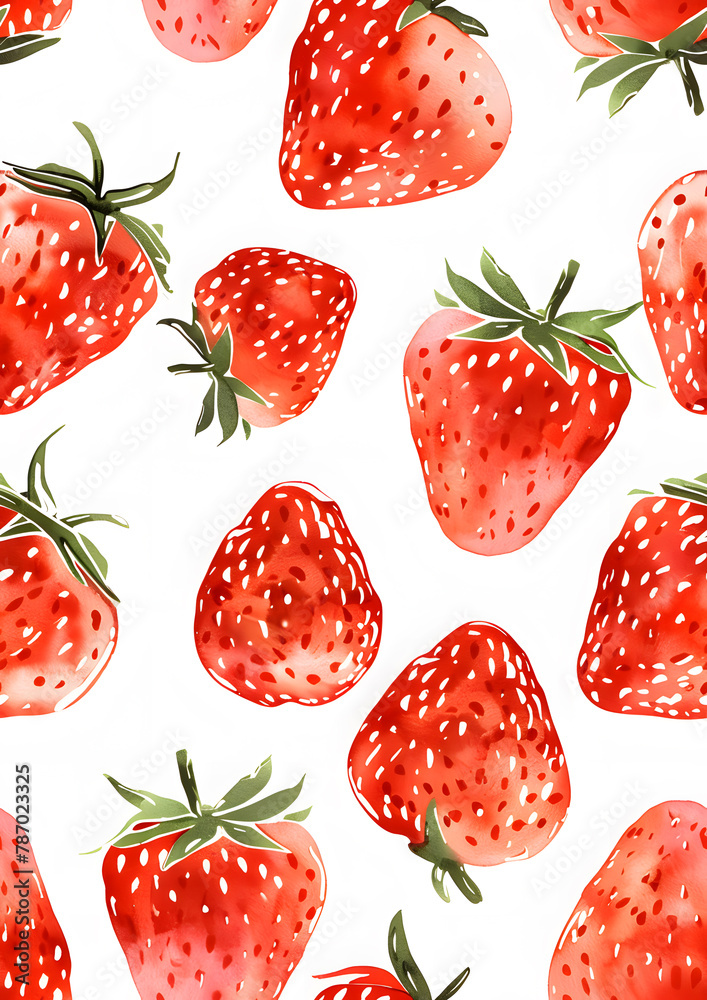 Seamless hand drawn pattern with cute strawberries Seamless hand drawn pattern with cute strawberries