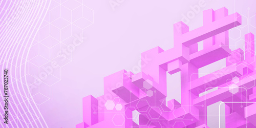 Abstract background. Leadership Concepts and Developing Business Success with Technology with Pink Geometric Bridges. creative, development, banner, website, 3d rendering.