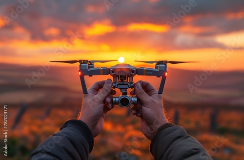 Hands hold a drone photo