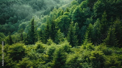 Green Lush Forest in Summer in Northern Europe 
