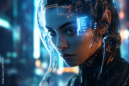 Portrait of a sci-fi cyberpunk person futuristic man from the future cyberpunk Generative AI