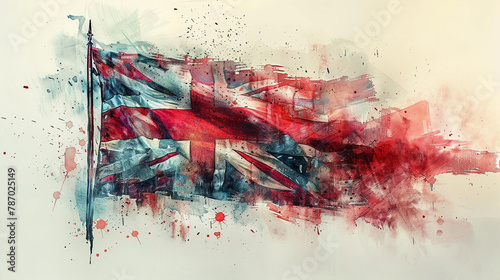 watercolour abstract union jack, united kingdom flag on white background photo