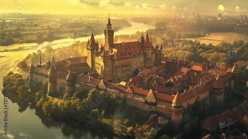 The Castle of the Teutonic Order in Malbork by the Nogat river. Poland