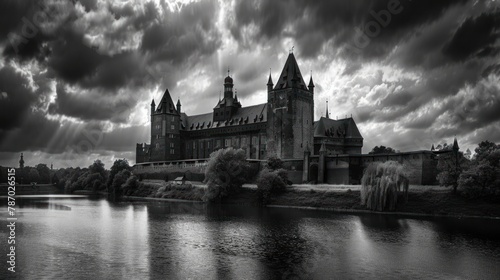 The Castle of the Teutonic Order in Malbork by the Nogat river. Poland