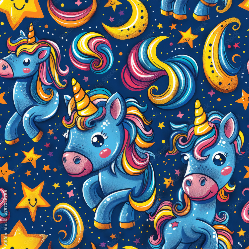 Unicorn pattern background desktop wallpaper cute vector