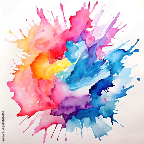 watercolor paint splashes illustration, clashing ai generate.