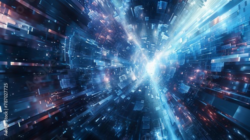 Expansive Digital Data Tunnel with Light Burst