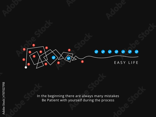 Simple Motivation graphic on dark background. Rough line at the beginning and smooth at the end