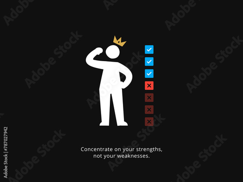 Simple Motivation graphic on dark background. Focus on strength