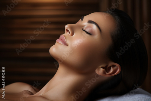 Luxury spa salon resort person have beauty relaxing procedure, Generative AI illustration picture