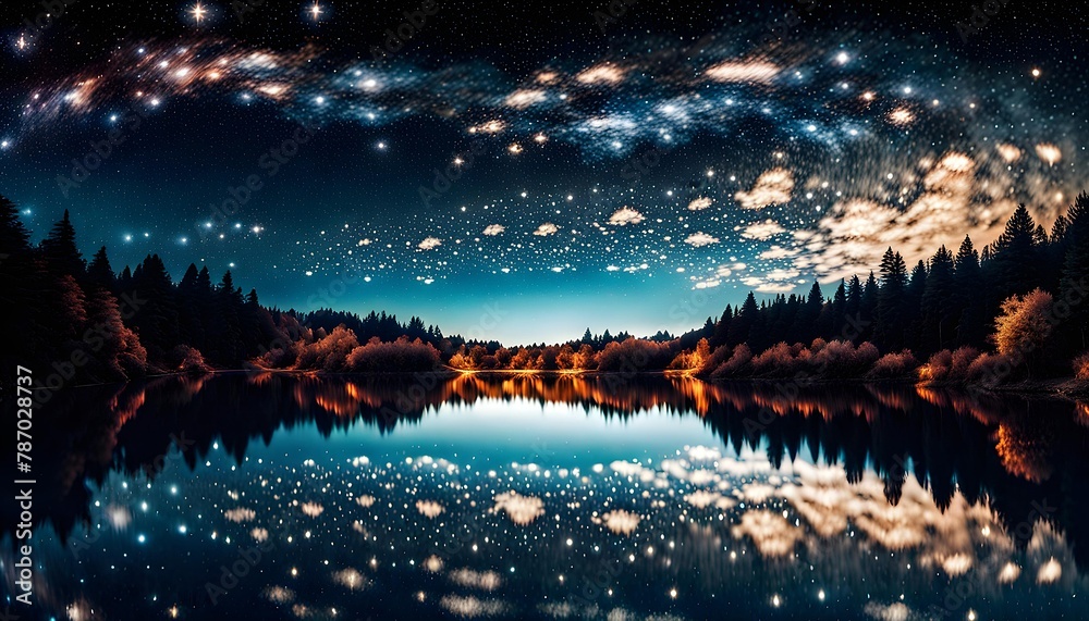 Reflection of Sky Full of Star Mirrored Surface of The Lake Reflection of Sky Full of Star Mirrored Surface of The Lake