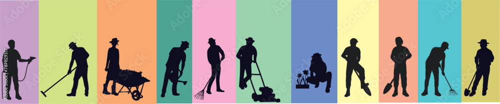 Obraz premium yard workers silhouette 