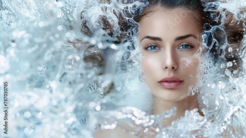 Pure water and female beauty, perfect for spa and wellness advertisements.