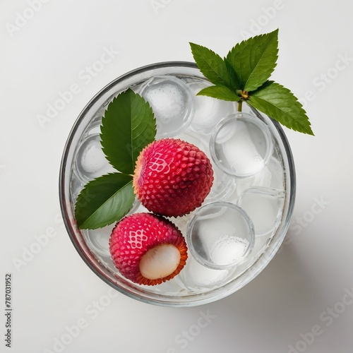 Lychees in a glass, top view