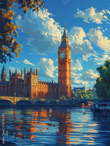 Vectorial illustration of big ben, london postcard