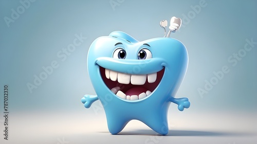 Cartoon figure with a toothy smile. White teeth idea, concepts, theme