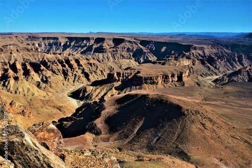 Fish River Canyon - the largest canyon in Africa, in total about 160 kilometres long, up to 27 km wide and in places almost 550 meters deep; formed by river erosion (southern Namibia) photo