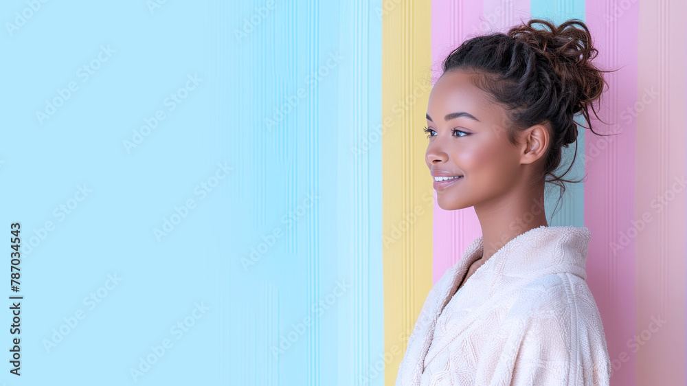 African woman in elegant simple robe, fashion beauty and cosmetic African woman in elegant simple robe, fashion beauty and cosmetic