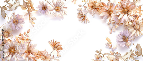 a picture of a frame made of flowers on a white background