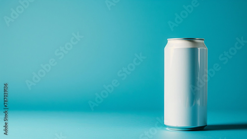 Mockup of white can on blue background