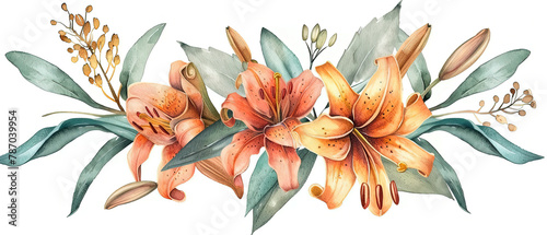 a watercolor painting of a bouquet of flowers