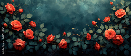 a painting of a bunch of red roses on a wall © Masum