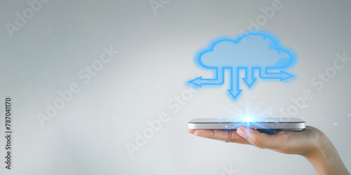 Cloud storage computering,database,Digital file,Cloud service technology concept. photo
