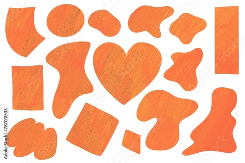 abstract geometric and free form shapes of the orange colored substrate