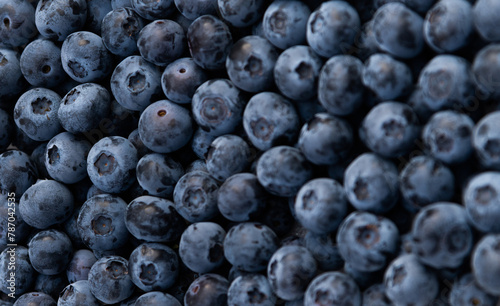 A pile of fresh blueberries in market
