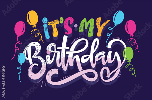 Happy birthday - cute hand drawn doodle lettering postcard. Time to celebrate. Make a wish. Birthday Party time - label for banner, t-shirt design. 100% vector