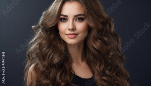Beautiful young adult female girl model with luxury long hair