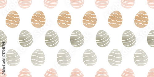 Cute illustration with colorful Easter eggs with watercolor texture, spring banner © crafftiss