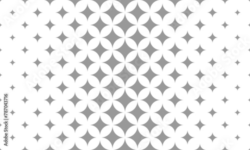 Horizontal middle halftone of grey star shape pattern. Vector Illustration.