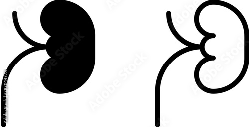 kidney icon, sign, or symbol in glyph and line style isolated on transparent background. Vector illustration