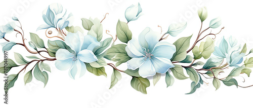 a painting of a blue flower on a branch