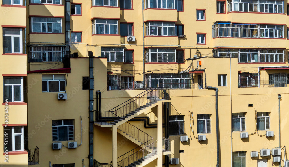 Stairs on the exterior wall of building