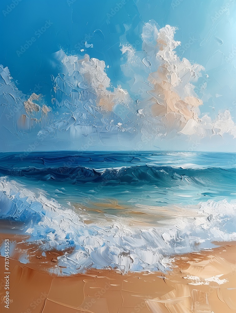 Fototapeta premium Summer ocean waves, natural light and colors painting