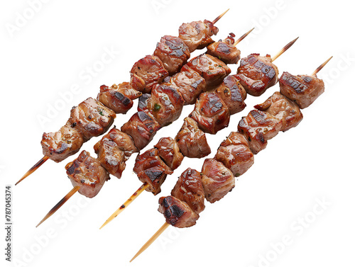 skewers of meat in photo with white background PNG photo